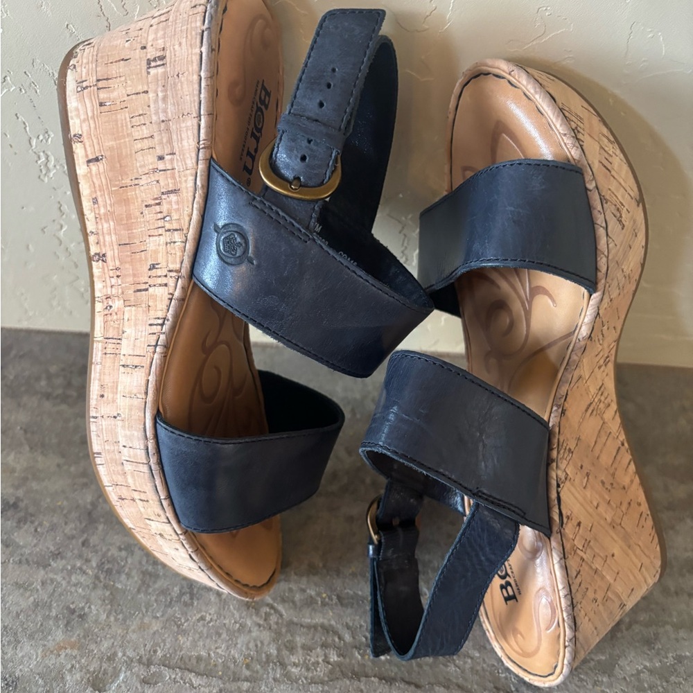 Bórn black leather platform sandals - Picture 8 of 10